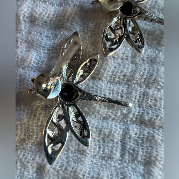 Natural African Amethyst Dragonfly Earrings - Picture 3 of 6